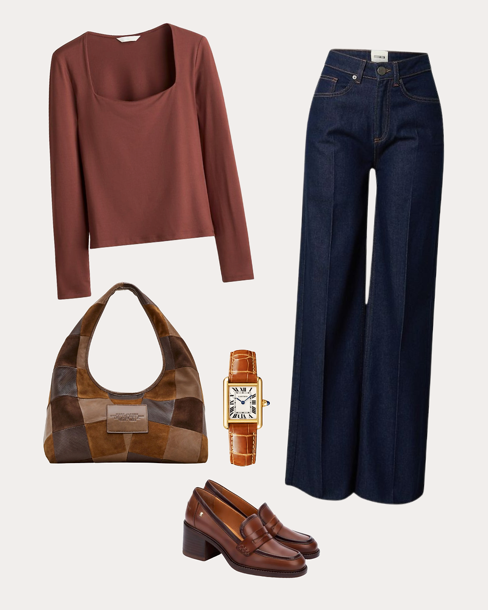 Brown Business Casual outfit for deep and warm color season - Zazu Feu