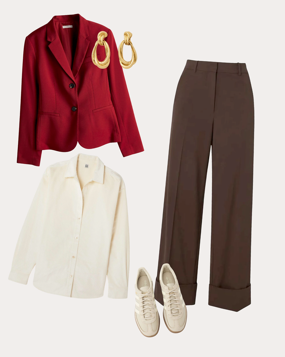 classic casual outfit for warm and deep color season - Zazu Feu