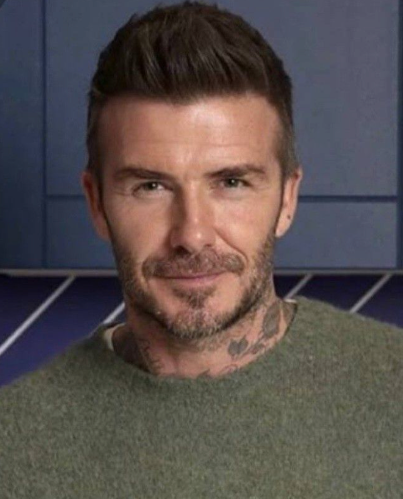 Olive green looks very natural on David Beckham - colour analysis