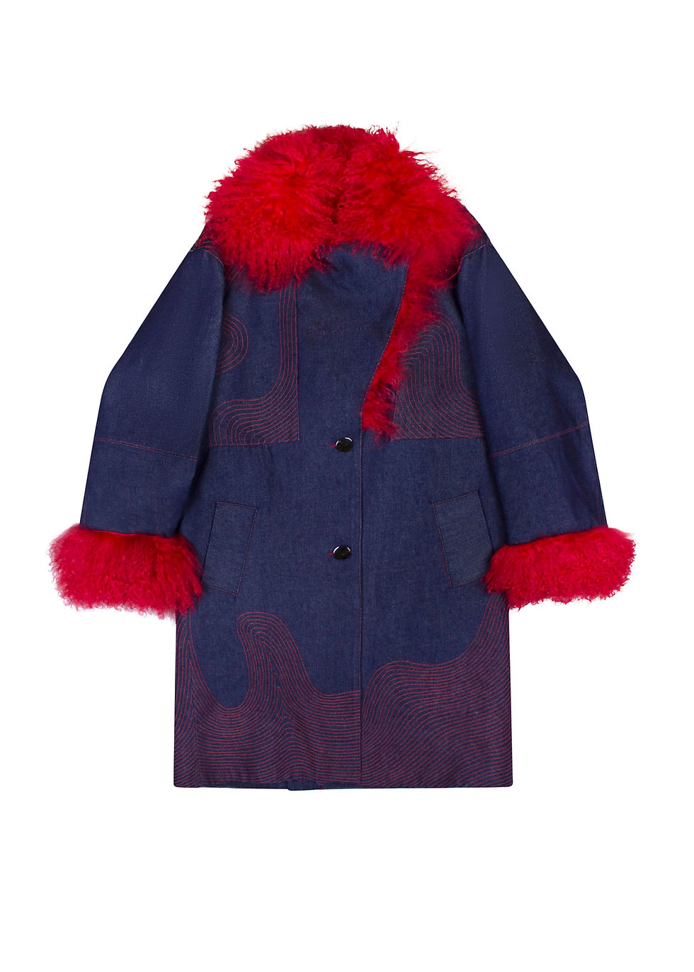 Thumbnail: MEN'S RELAXED DENIM & SHEARLING COAT