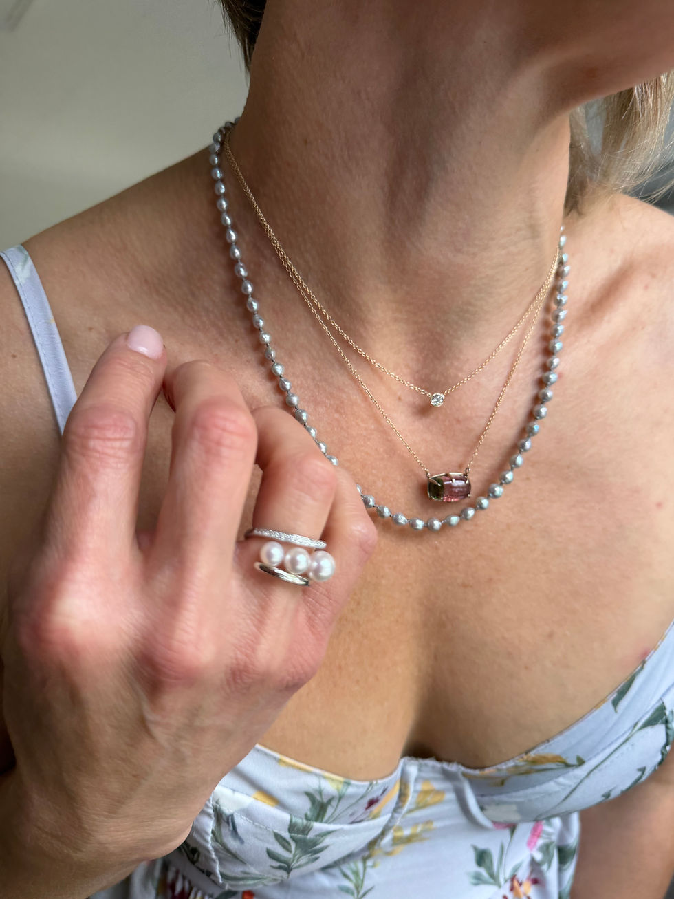 Thumbnail: South Sea Pearls & Diamond ring set in 18k white gold
