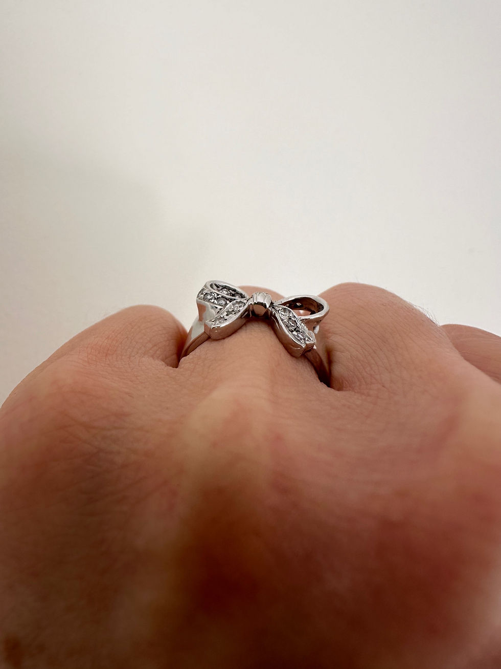 Thumbnail: Diamond Bow Ring in 14k White Gold
