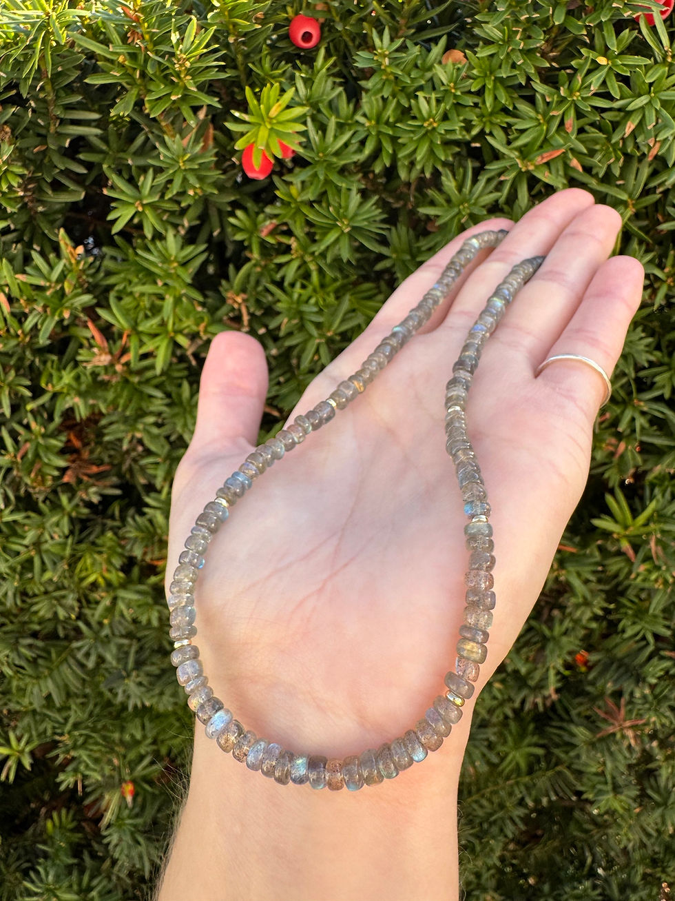Thumbnail: Labradorite  and 14k Gold Beaded Necklace