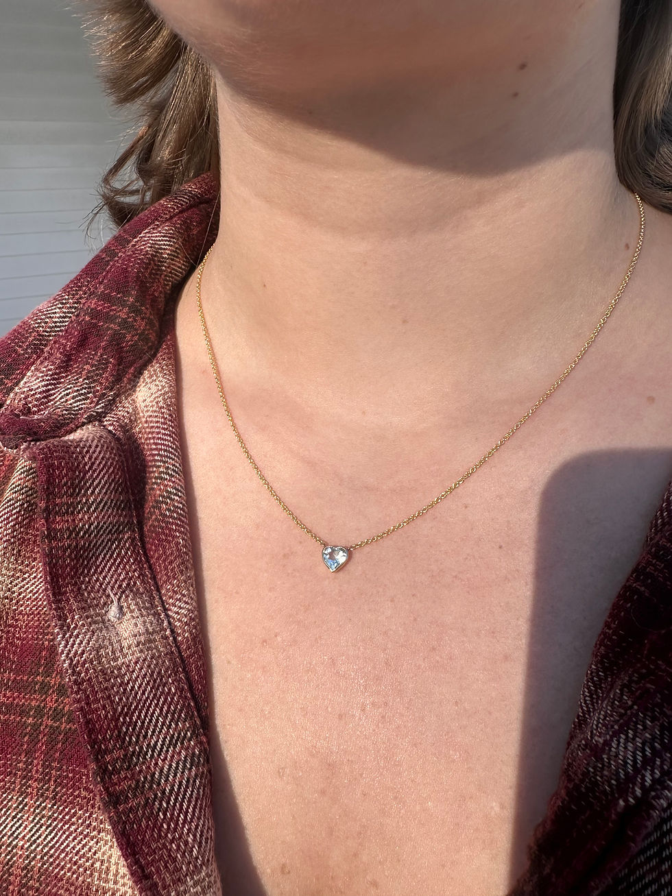 Thumbnail: Aquamarine Heart Necklace in 14k Yellow Gold