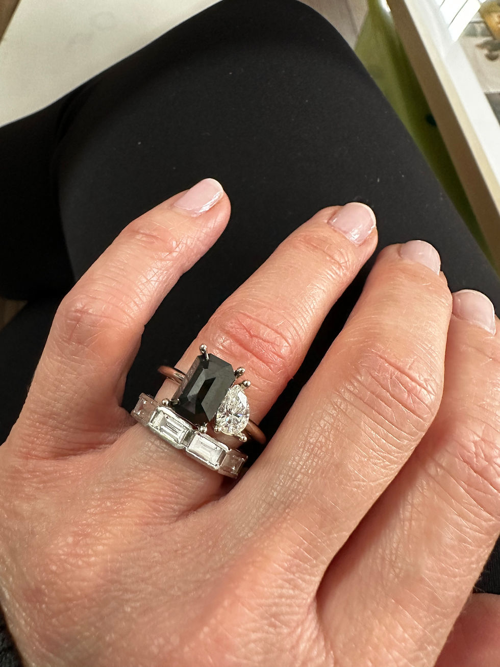 Thumbnail: SOLD Black and White Diamond Ring