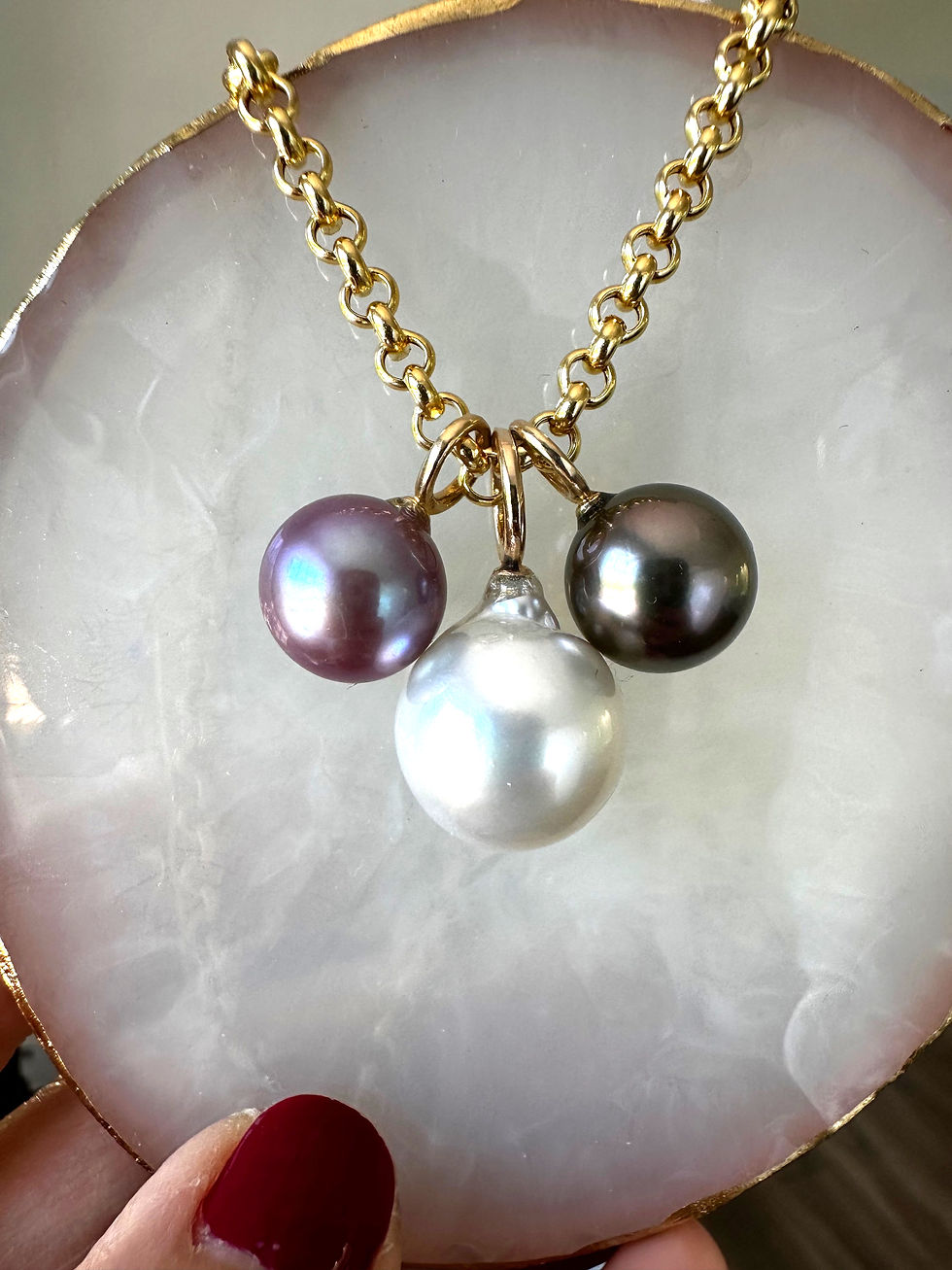 “Trio Of Pearls” South Sea, Tahitian and Freswater Pearl necklace