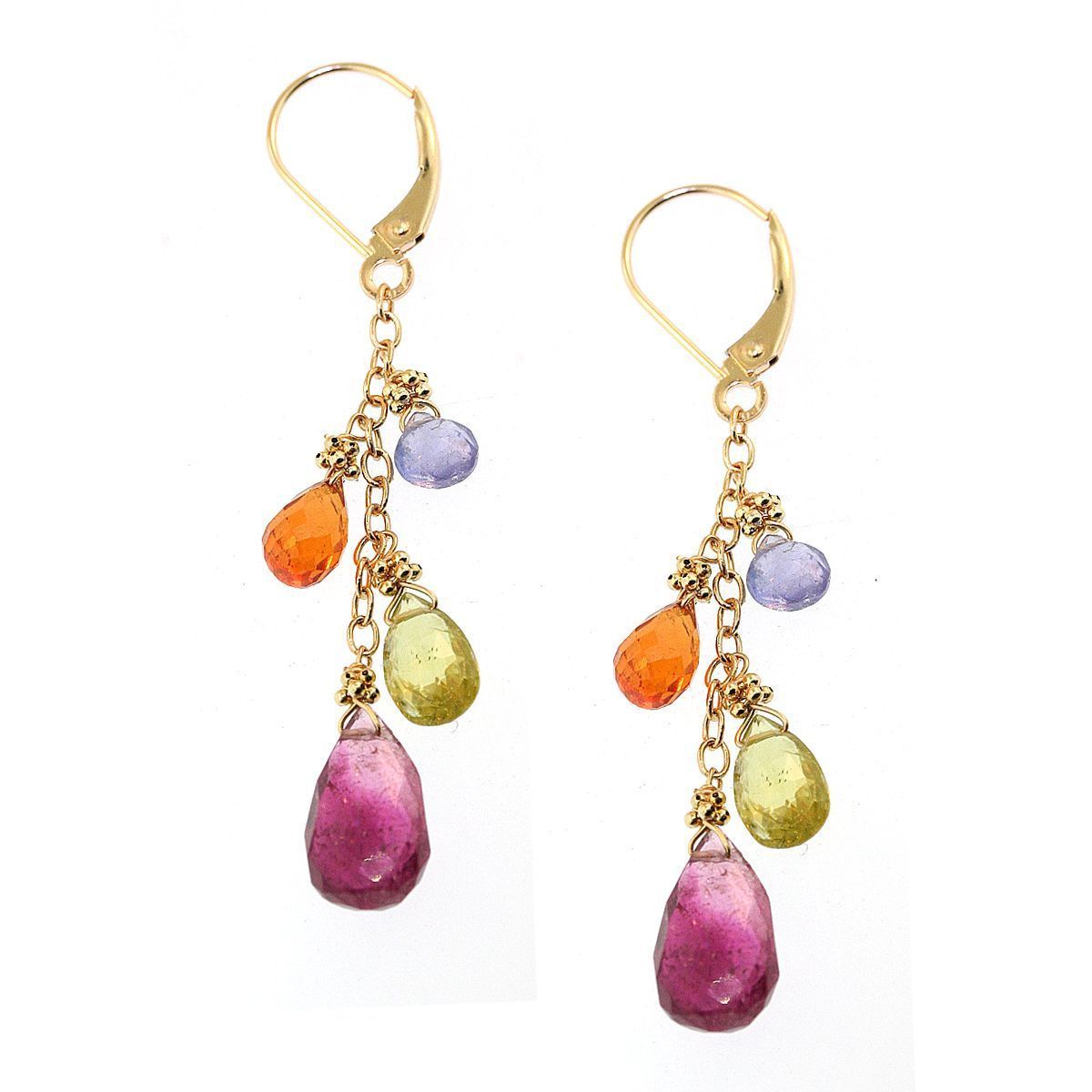 Sold Multi Gemstone & 14K Dangle Earring