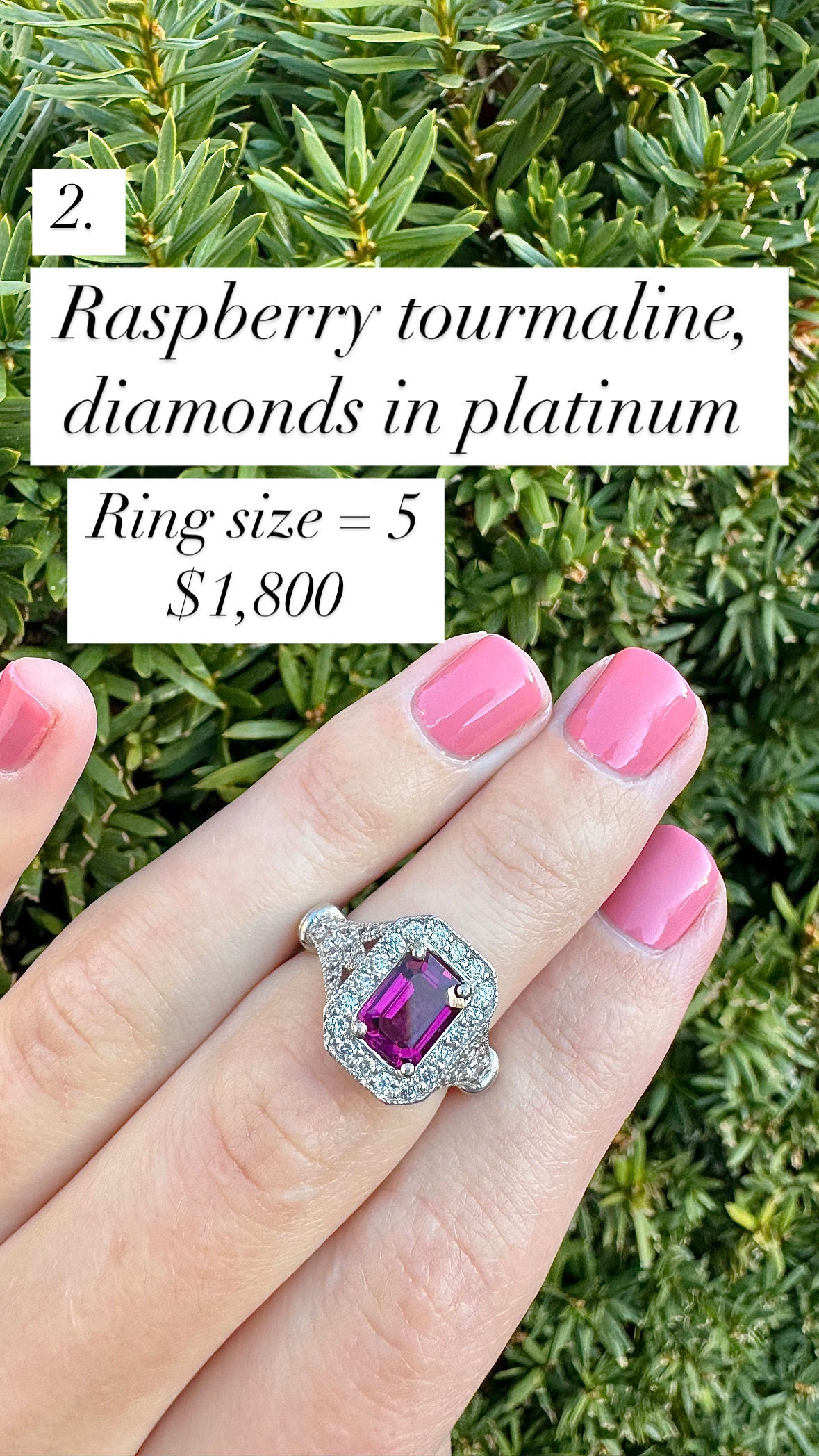 Tourmaline & Diamond Platinum Ring