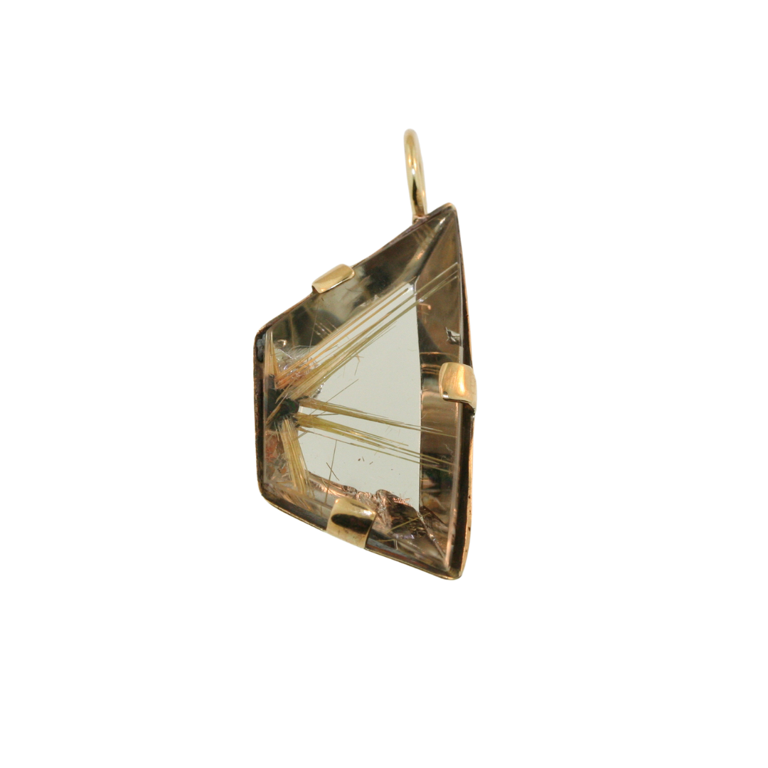 Rutilated Quartz 14k Gold Pendant