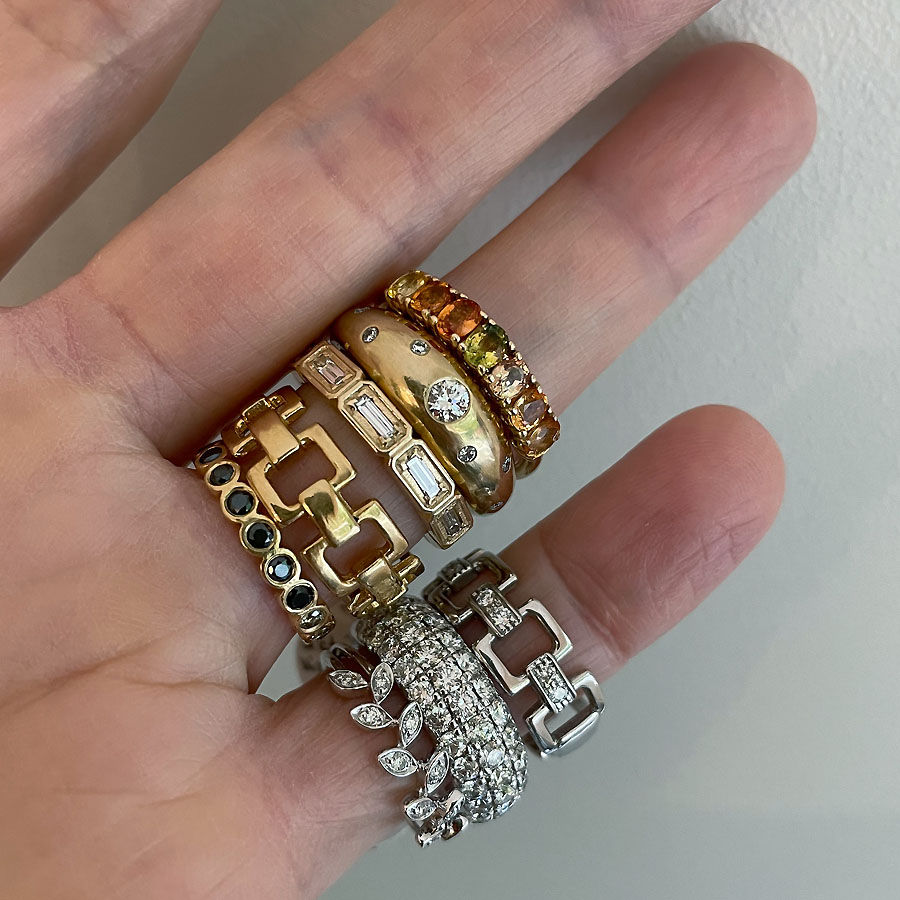 Thumbnail: SOLD Baguette Diamond Yellow Gold Ring