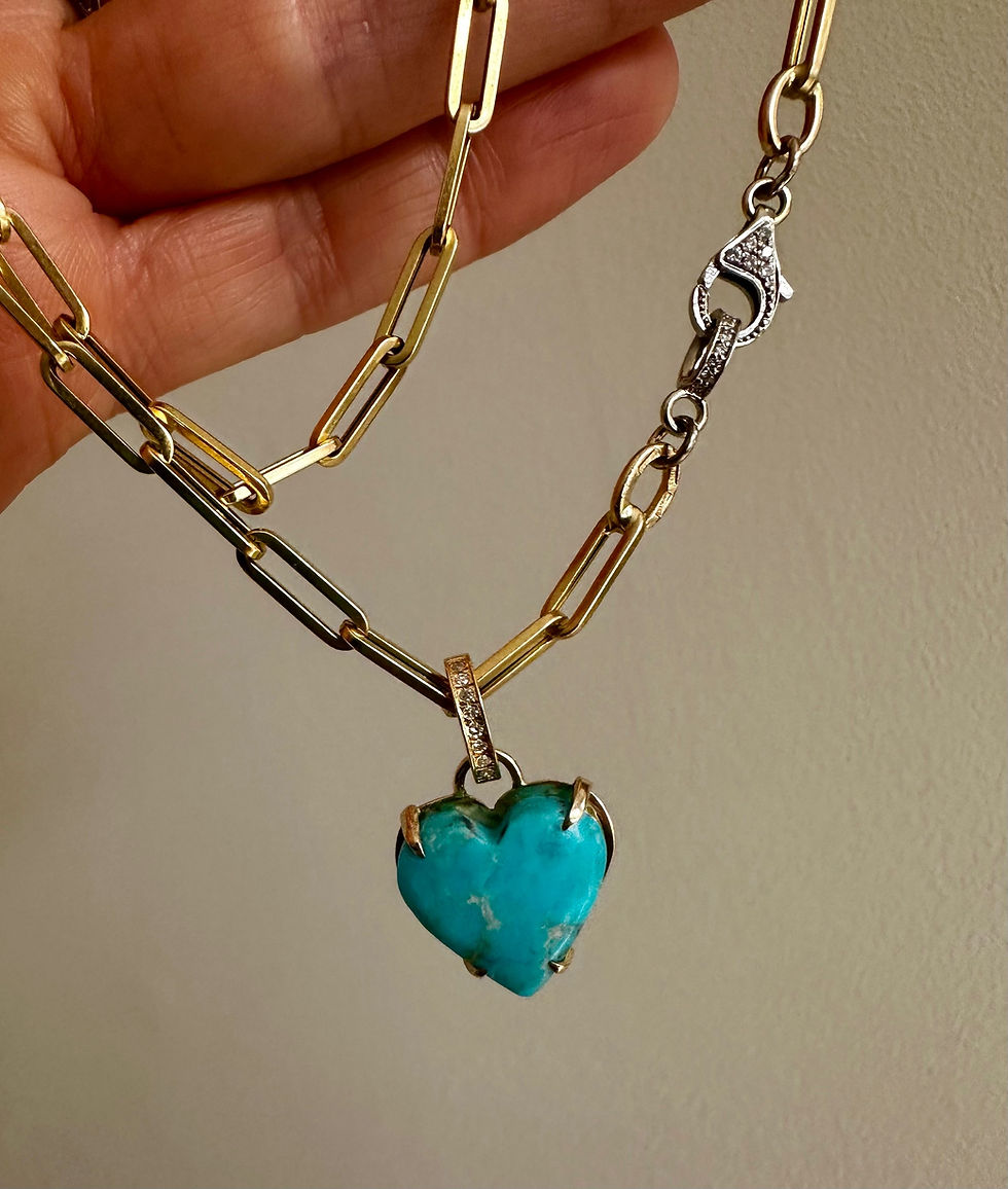 Thumbnail: Turquoise Heart Charm in 14k Gold 