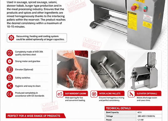 Meat Mixer Machine KRT 40 LT Tiltable – Efficient Tiltable Meat Mixer
