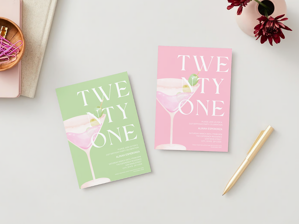 Thumbnail: Editable 21st Martini Birthday Party Invitation
