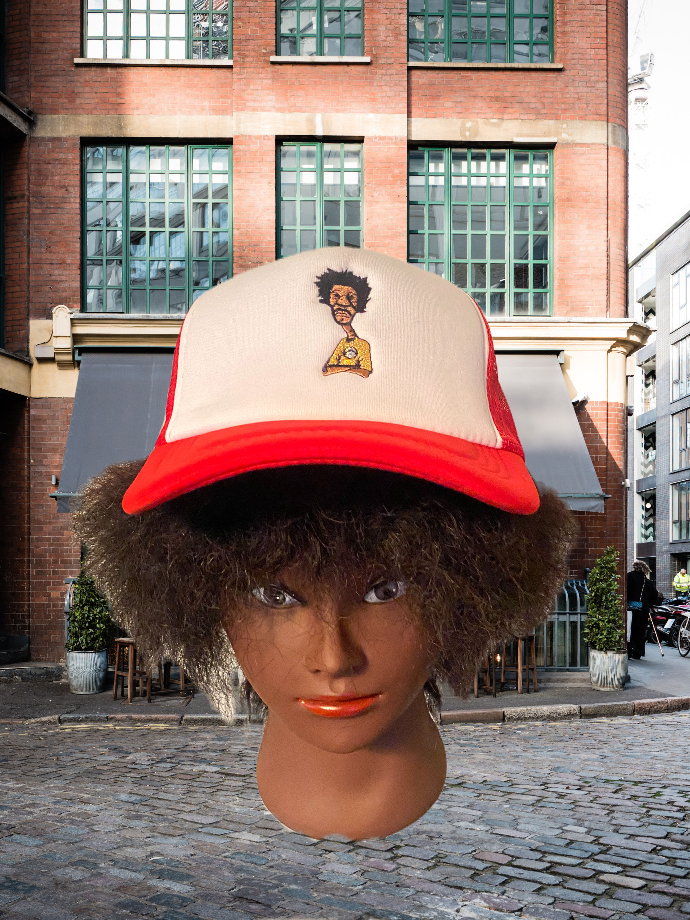 Nickel G. Red and White With Gold Logo Unisex Trucker Cap