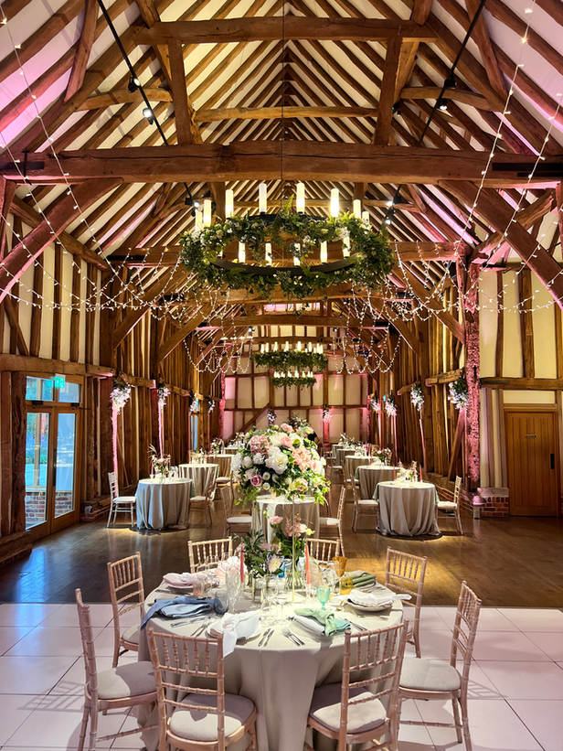 Hampshire wedding reception with magical fairy lights