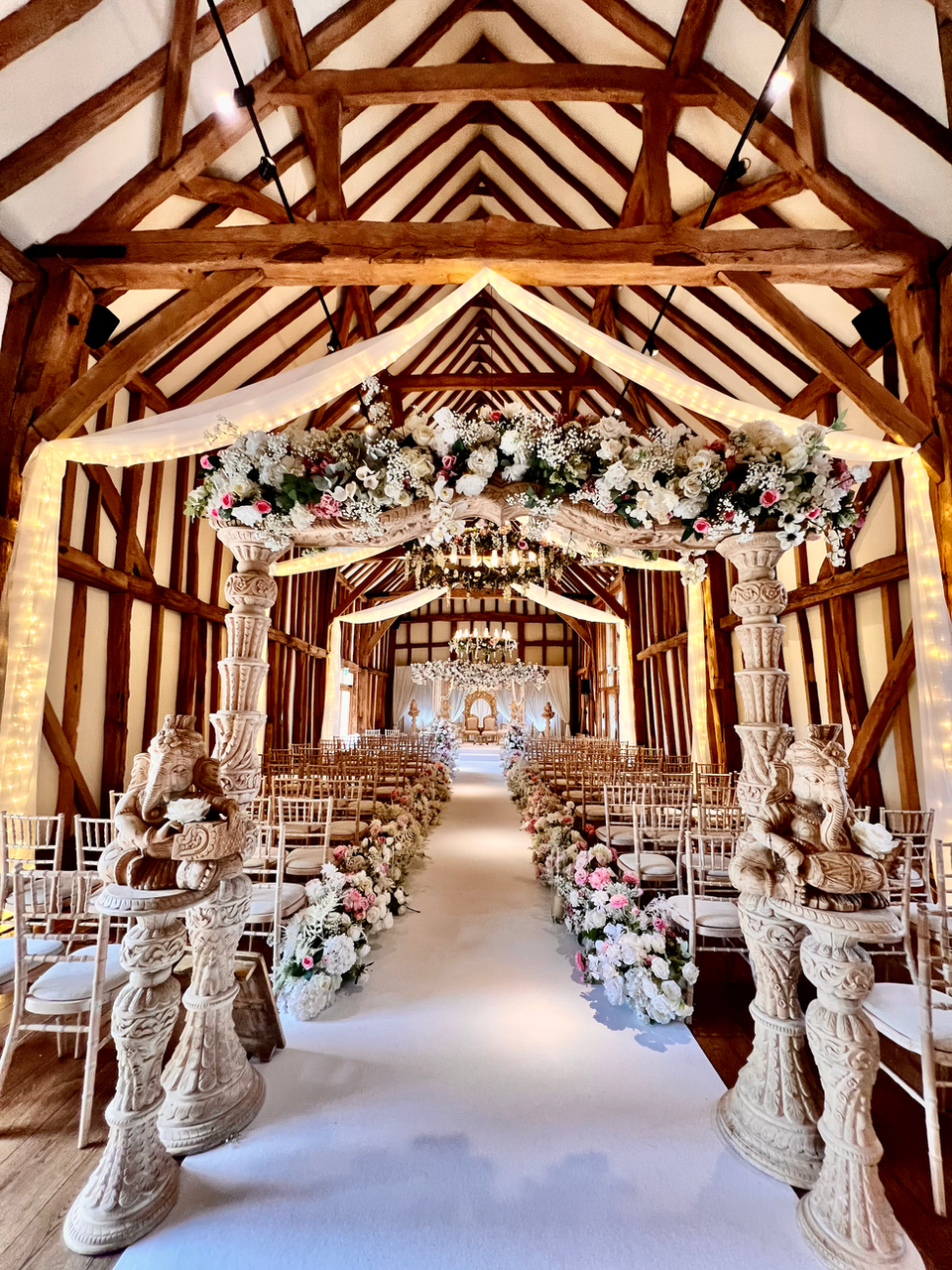 wedding fairy lights & drapes, Micklefield Hall hertfordshire