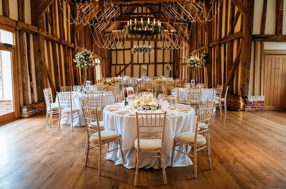 Swooping fairy lights Cotswolds Wedding