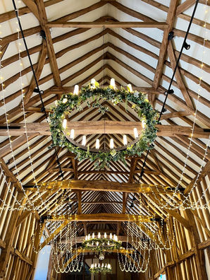 LED fairy lights hire at Hertfordshire barn wedding Micklefield Hall