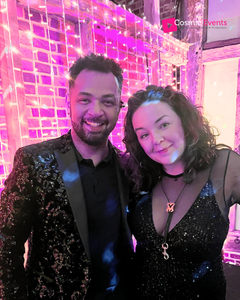 DJ in shimmer blazer with sax