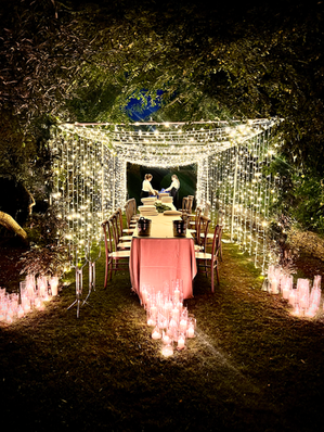 Romantic fairy lights canopy at Chelsea London wedding
