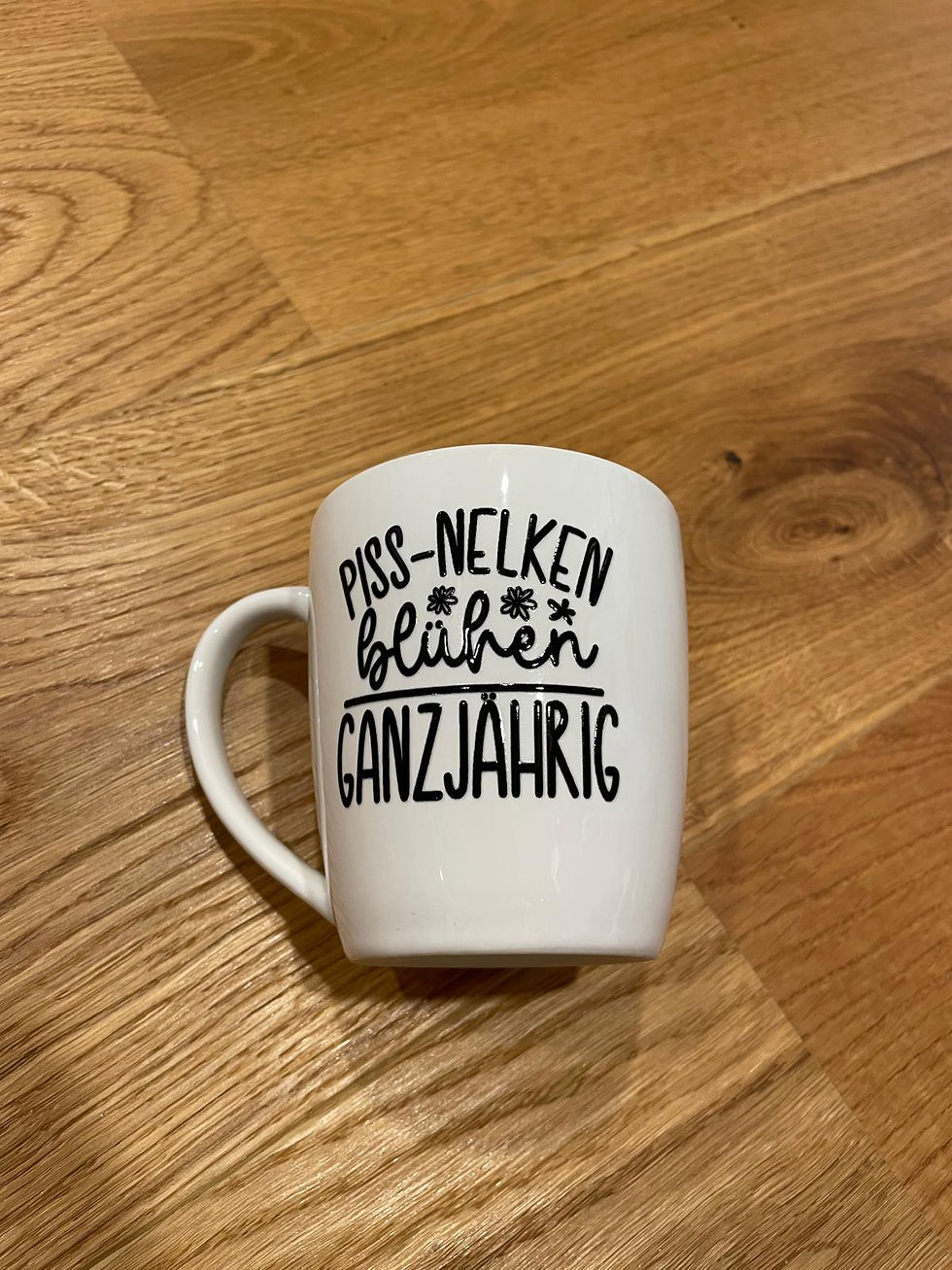 Miniaturbild: ☕ Weiße Tasse mit Rub-On-Spruch oder -Motiv – Minimalistisch & Persönlich ✨