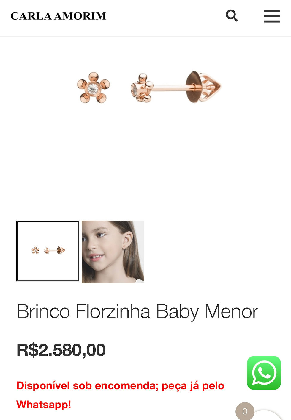 Miniatura: Brinco Baby Carla Amorim 