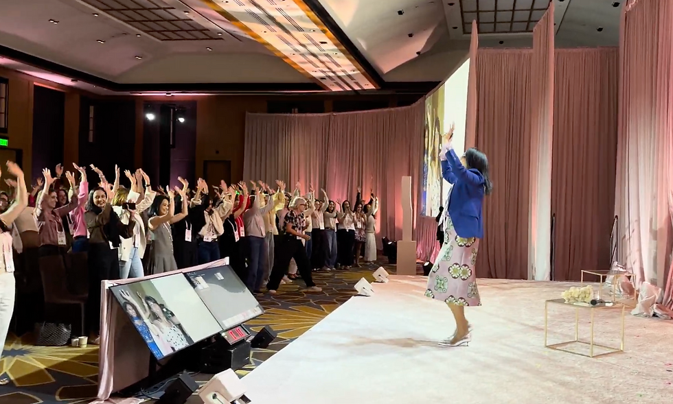 Corporate event production showcasing lighting and AV production with interactive audience experience