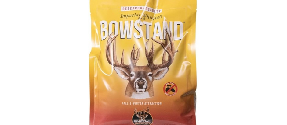 A mature Whitetail Buck on Whitetail Institute BowStand Food Plot Seed Bag