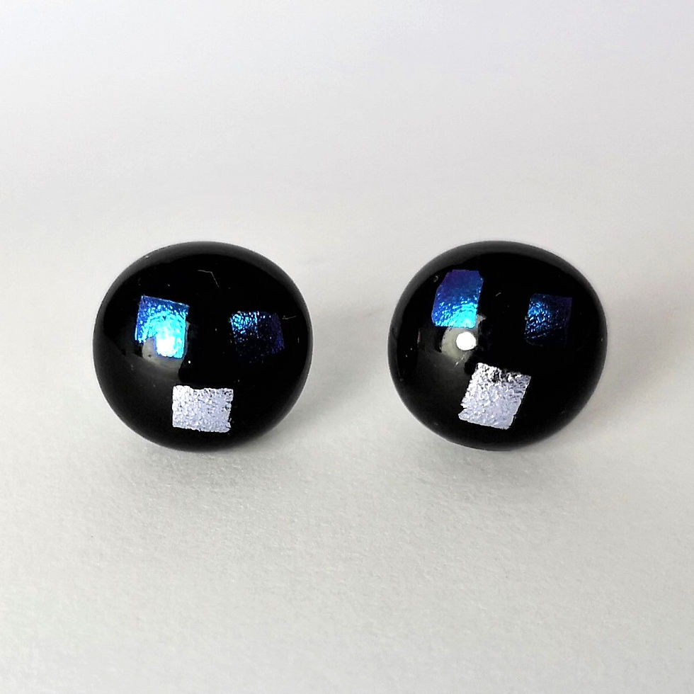 Fused Dichroic Glass and Sterling Silver handmade stud earrings