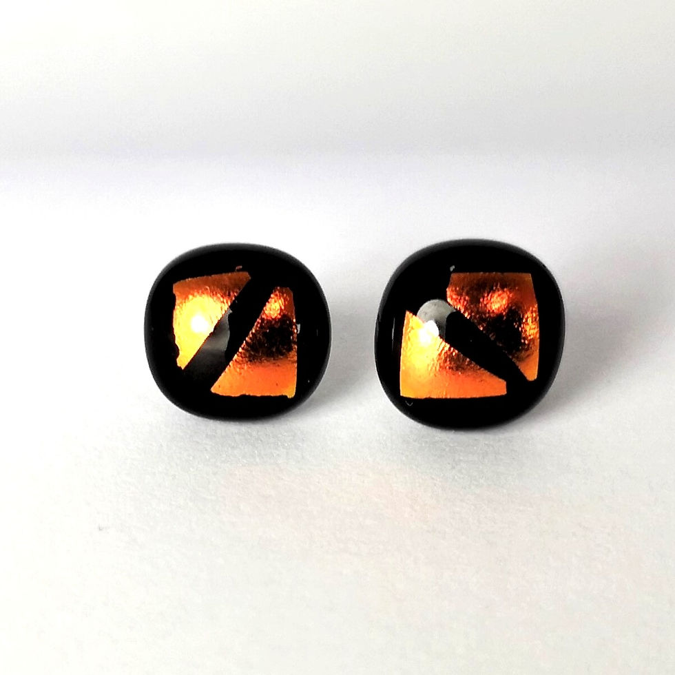 Fused Dichroic Glass and Sterling Silver handmade stud earrings