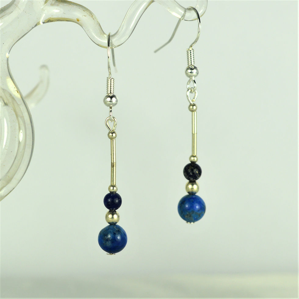Lapis lazuli and sterling silver handmade gemstone earrings