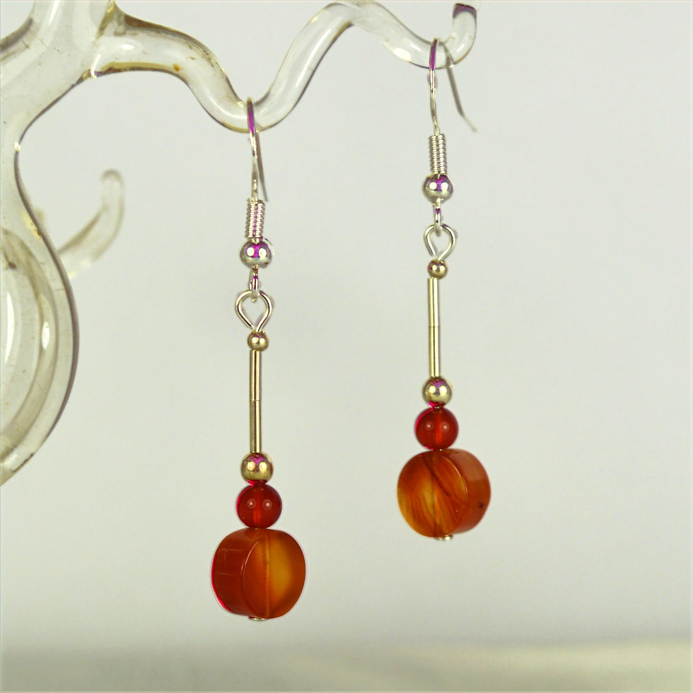Carnelian and sterling silver handmade gemstone earrings