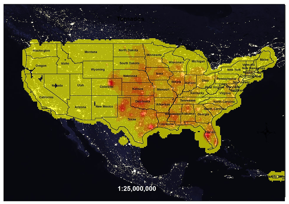 Spatial patterns of tornados