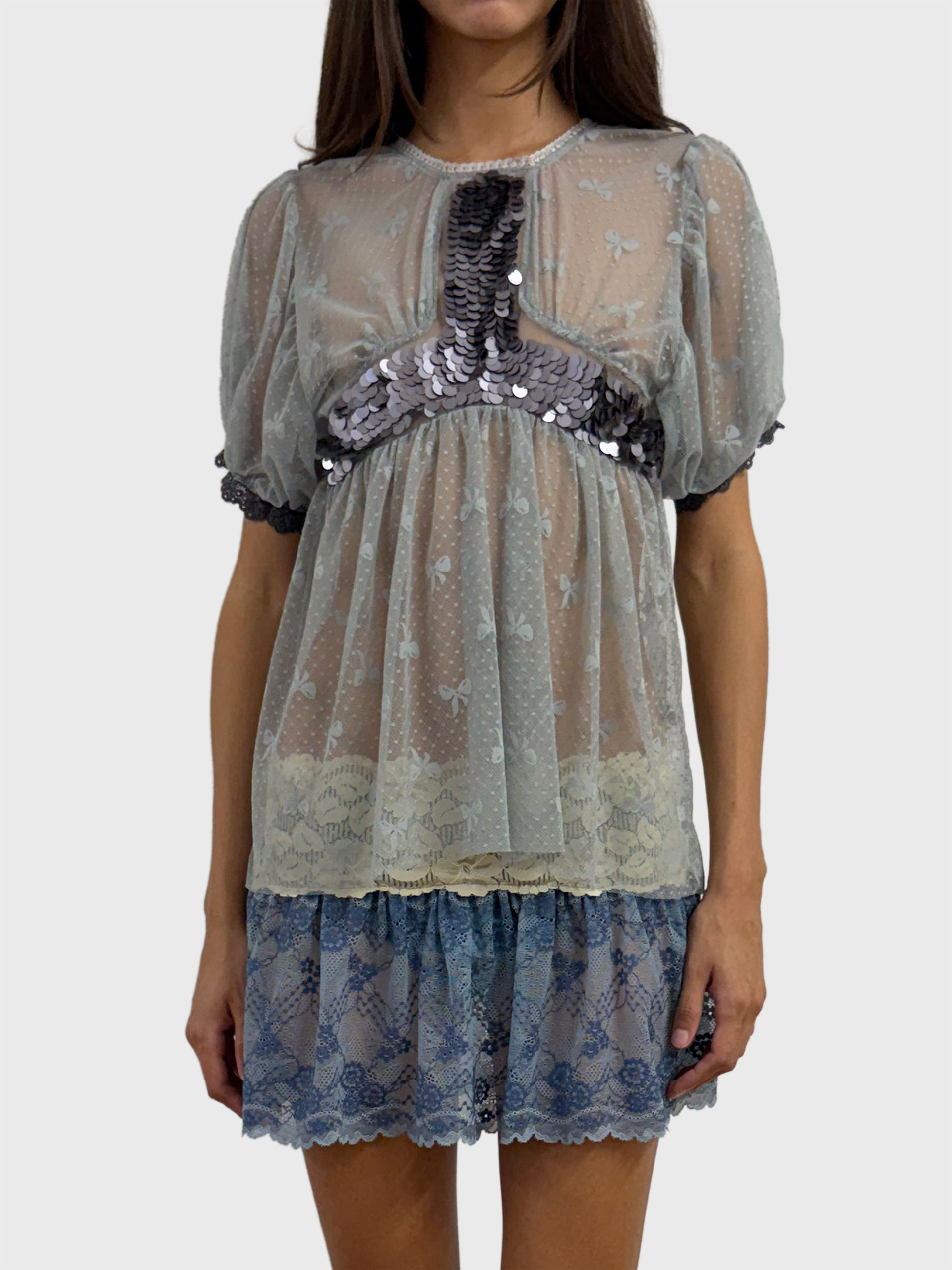 Deco: Sequin Babydoll Blouse