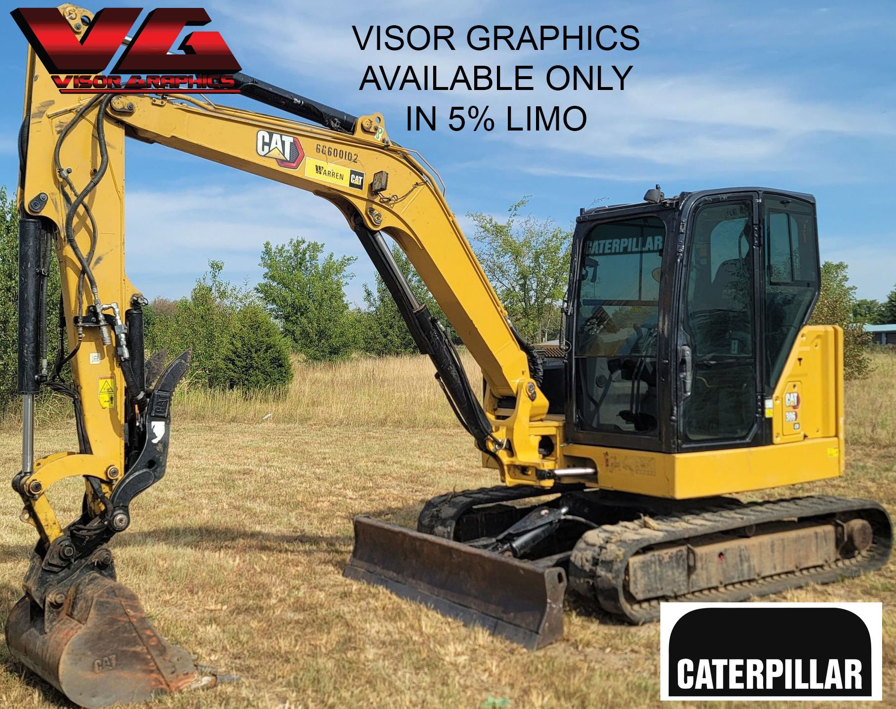 WINDSHIELD VISOR TINT OPTIONS FOR CATERPILLAR EXCAVATOR 306 THRU 310