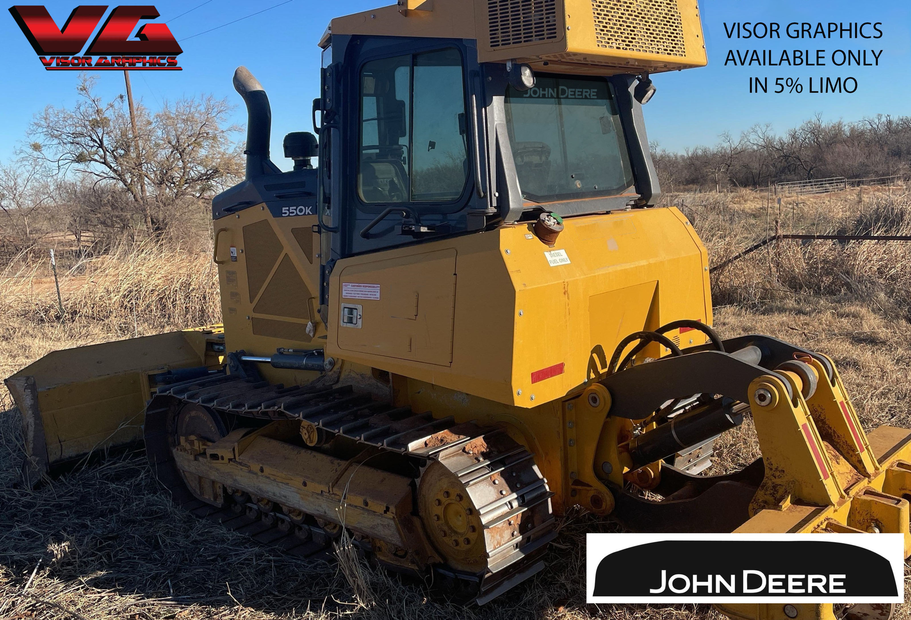 BACK WINDOW VISOR TINT OPTIONS FOR JOHN DEERE CRAWLER DOZER 450K 550K 650K 700K