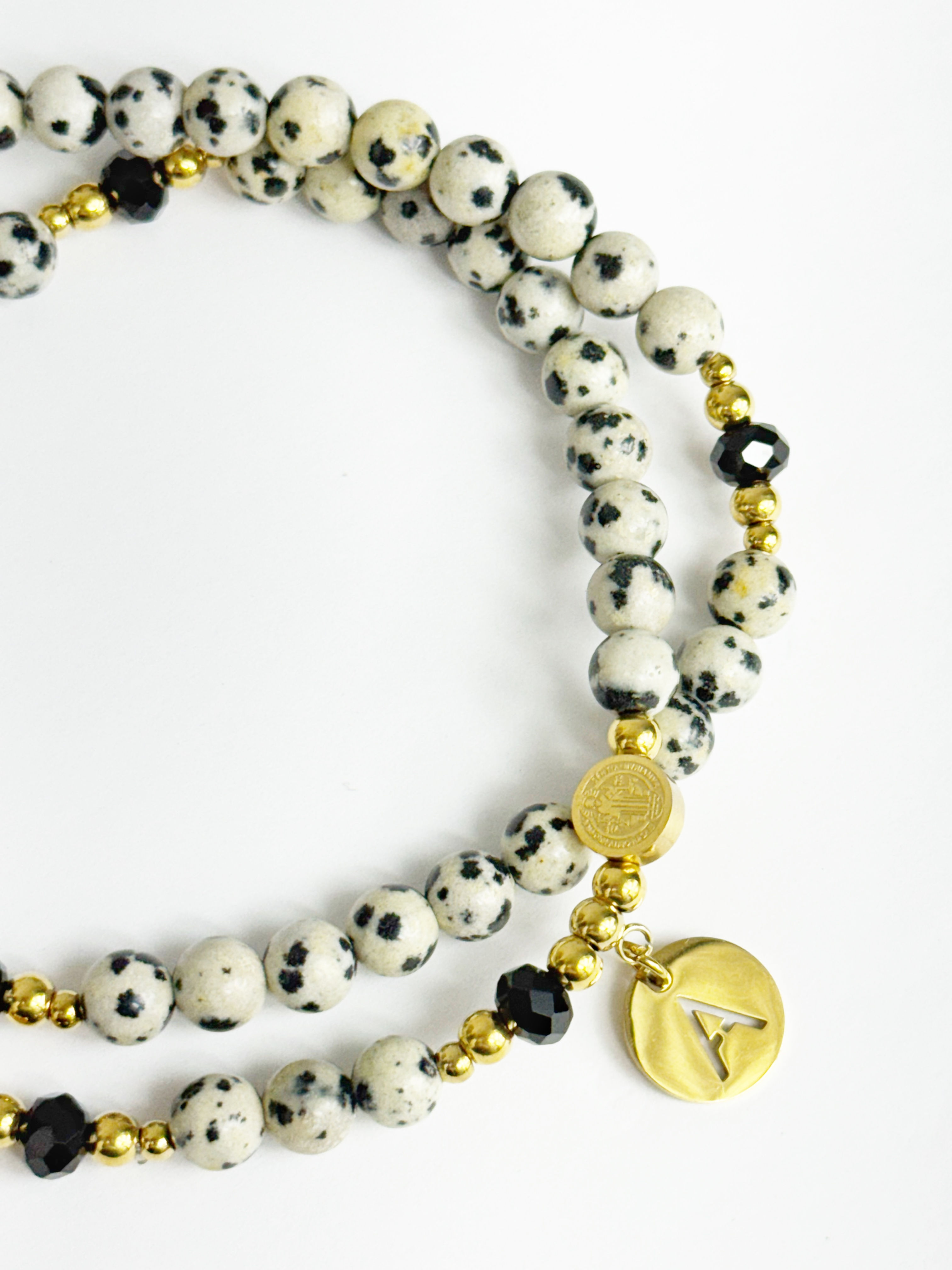 Rosario Pulsera Personalizado Beige y negro