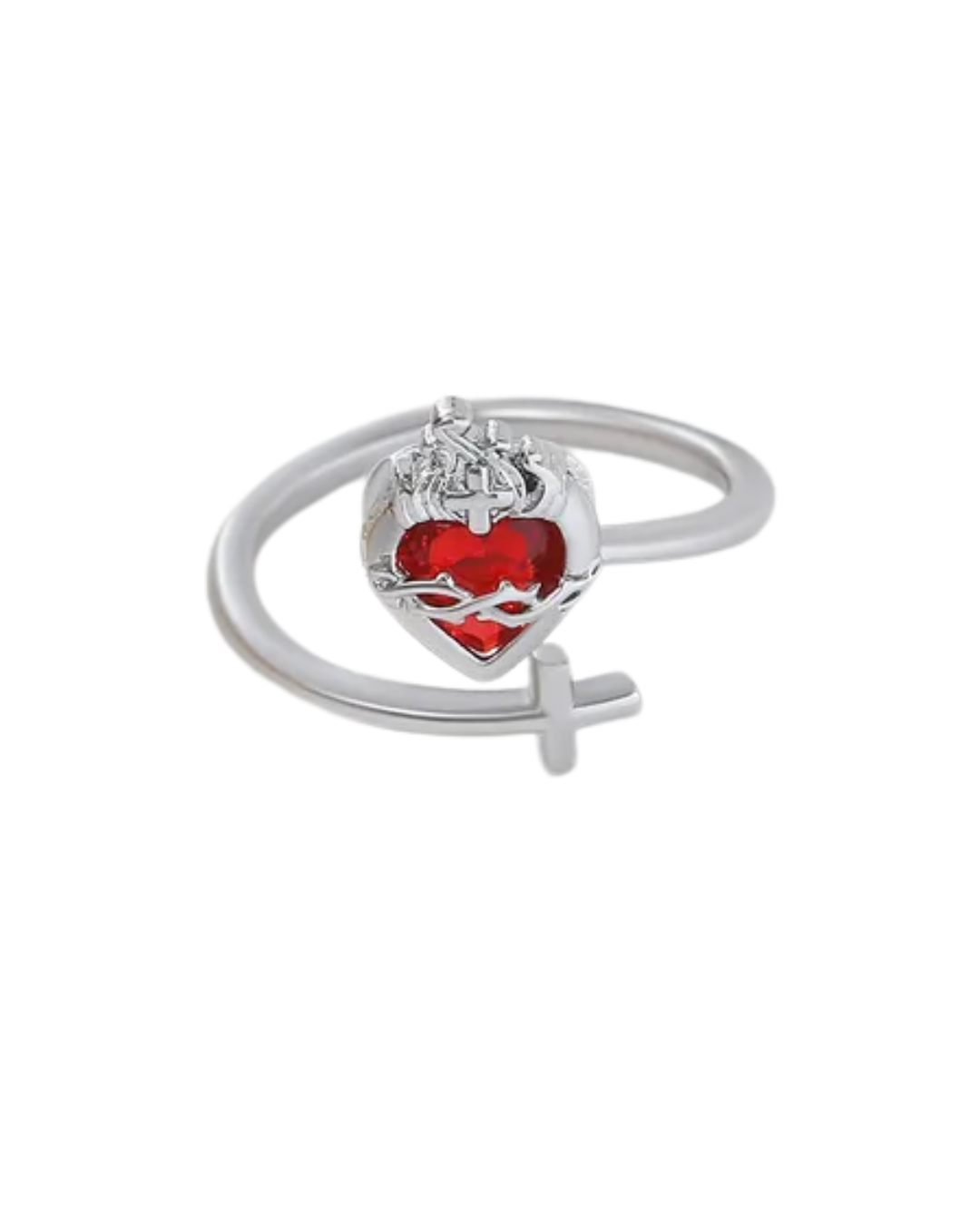 Anillo Sagrado y cruz plateado