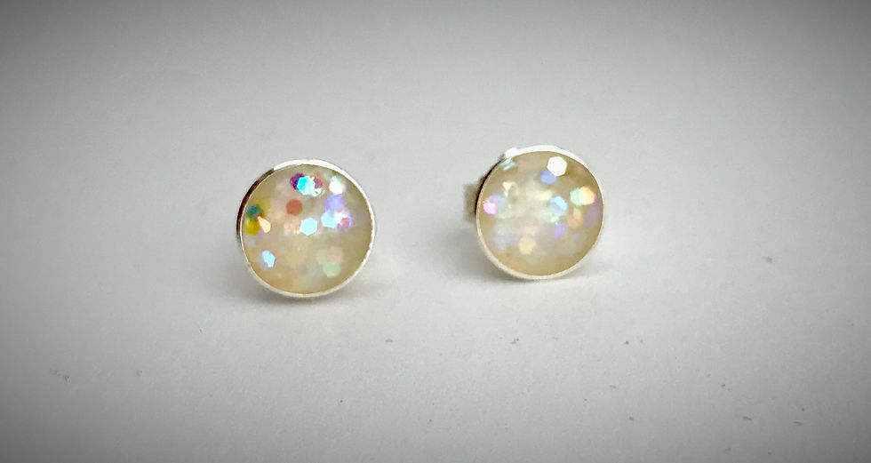 Large Sterling White Resin Post Earrings