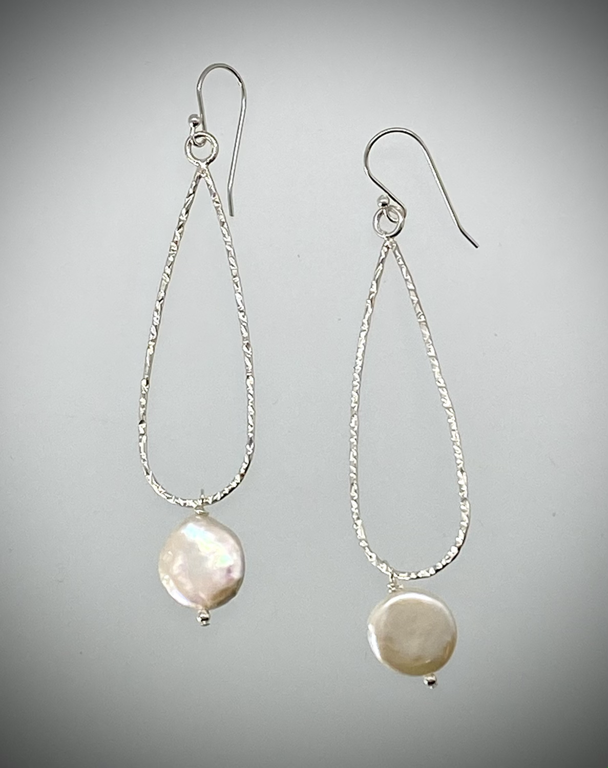 Sterling Large Teardrop Earrings with Freshwater Pearl 