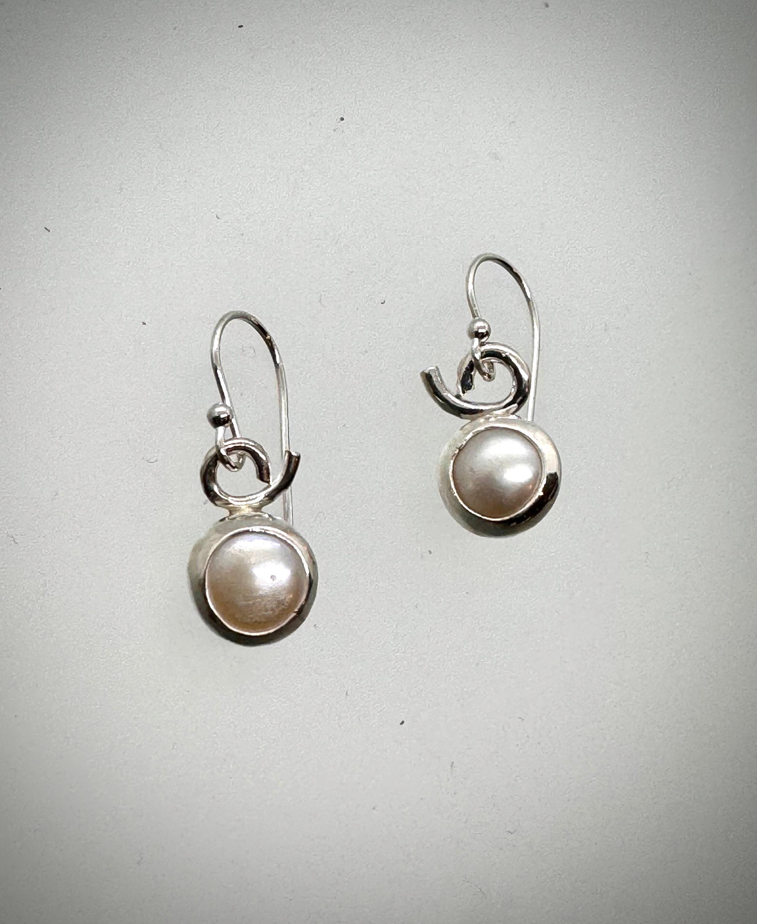 Sterling Tiny Pearl Earrings