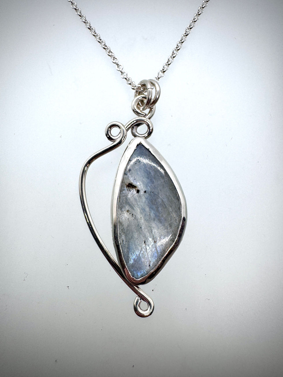 Sterling and Ice Moonstone Swirl Necklace