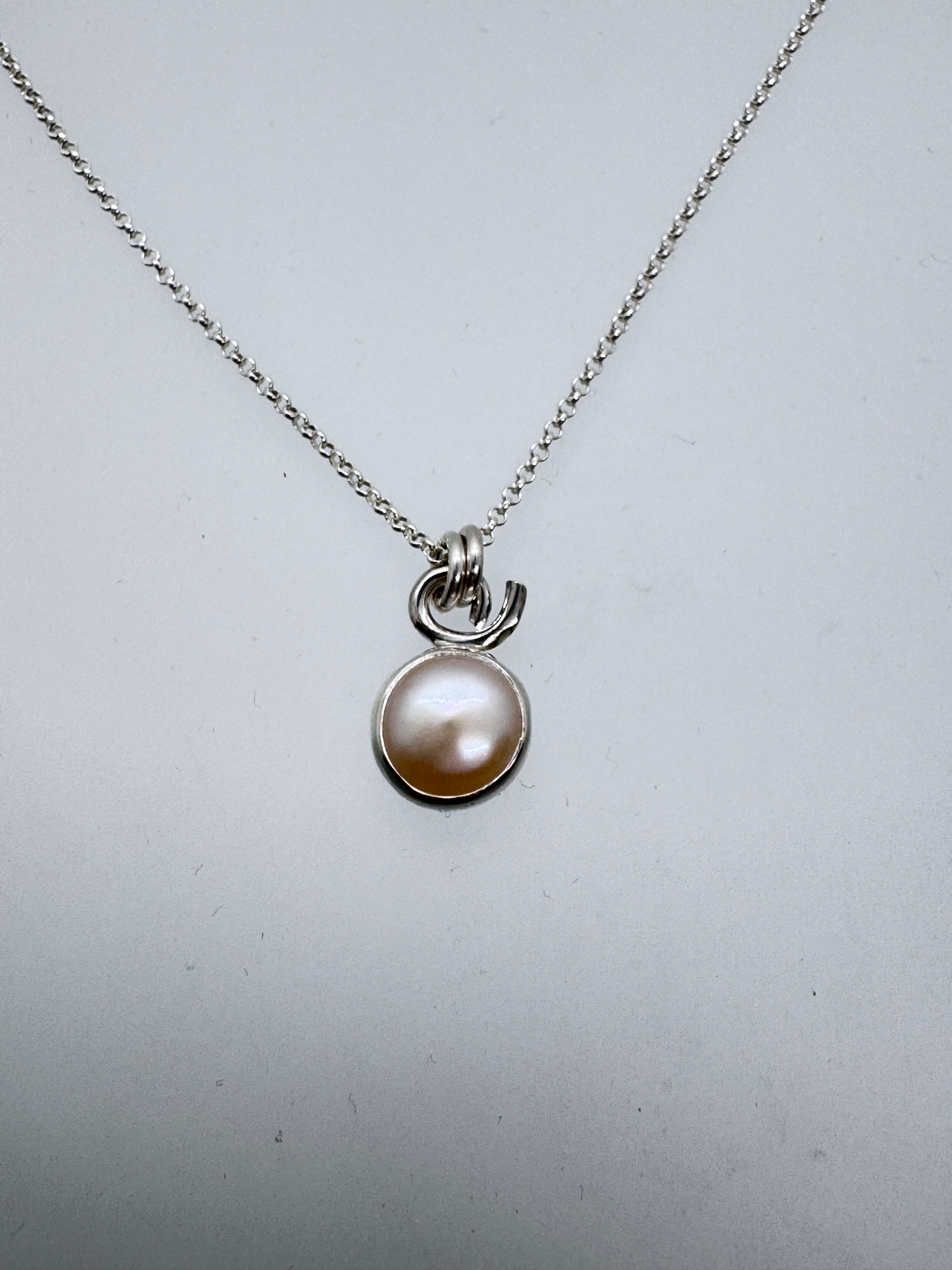 Sterling Tiny Pearl Necklace