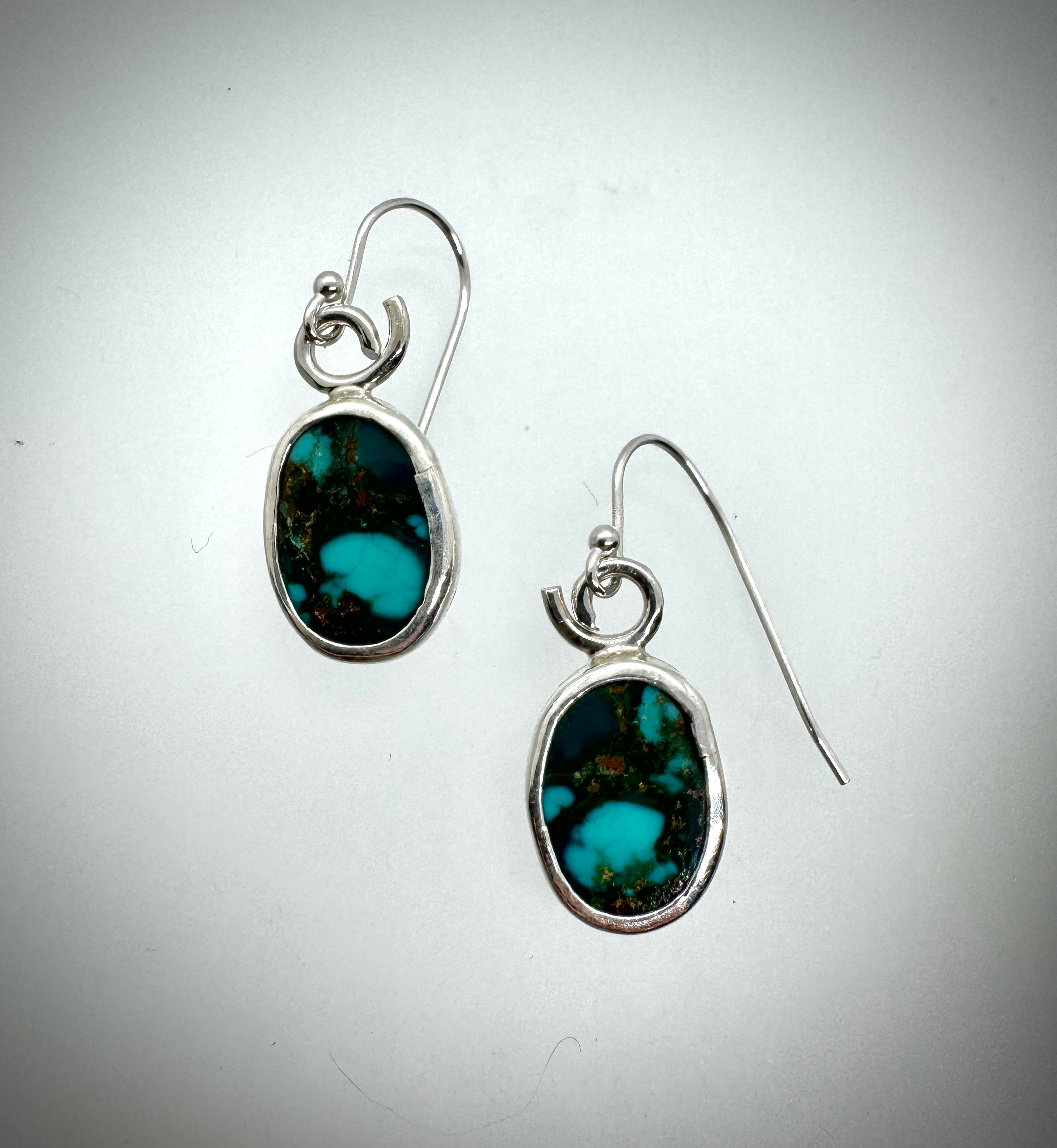 Sterling and Oval Turquoise Earrings