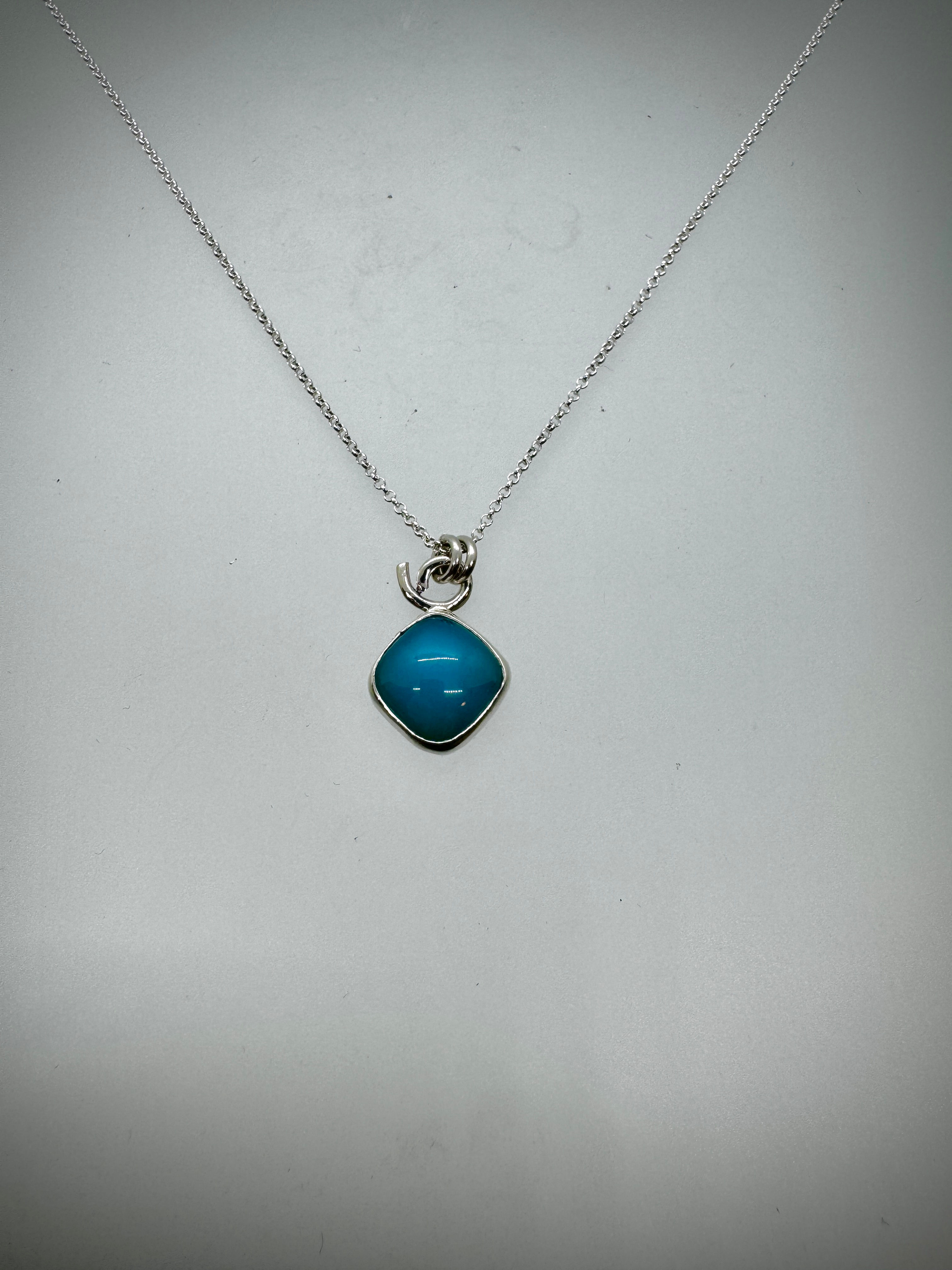 Sterling and Blue Chalcedony Necklace