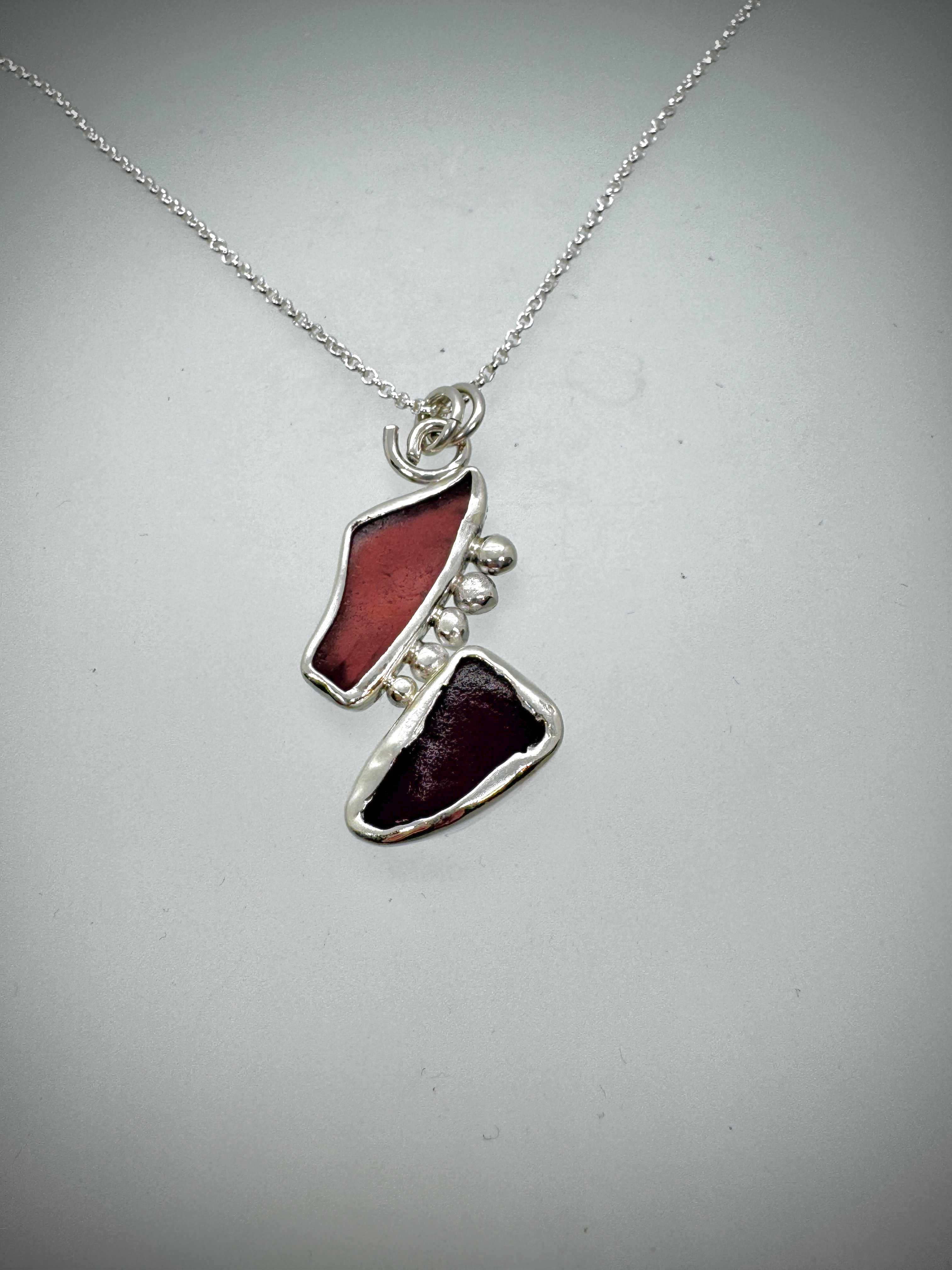 Sterling Piece of Maine Sea Glass Bauble Necklace