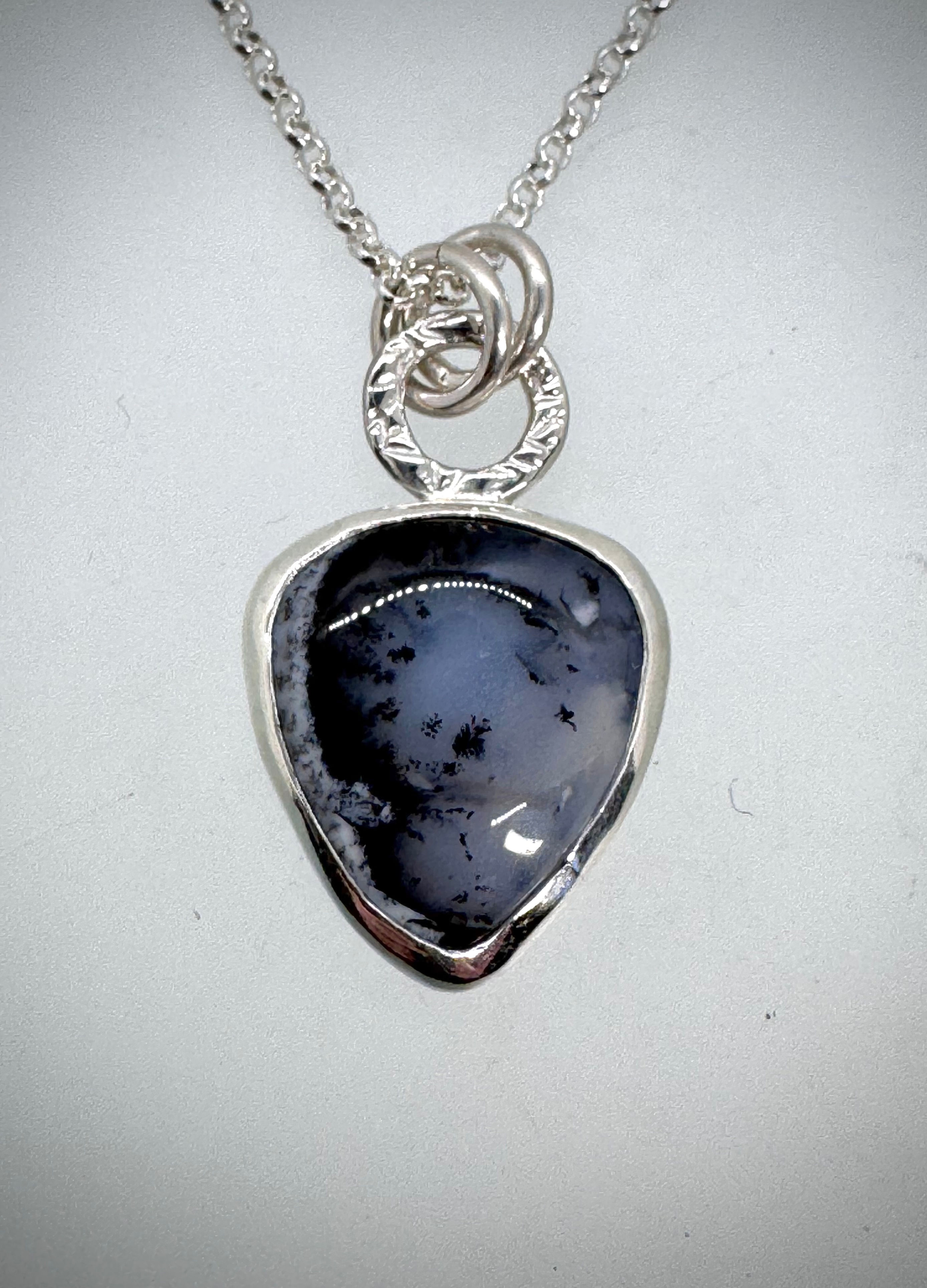 Sterling and Dendritic Opal Circle Necklace