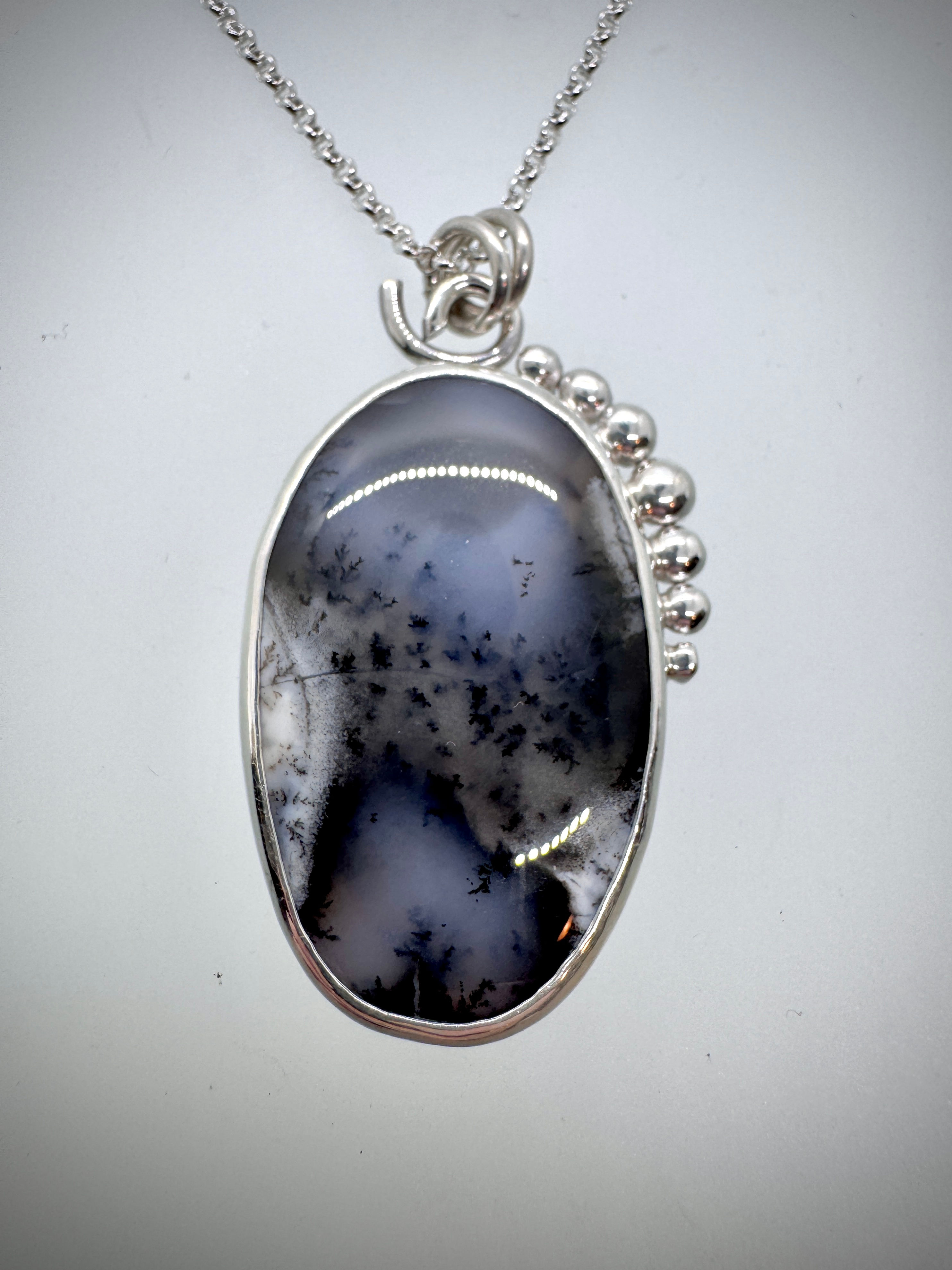 Sterling Dendritic Opal Bauble Necklace