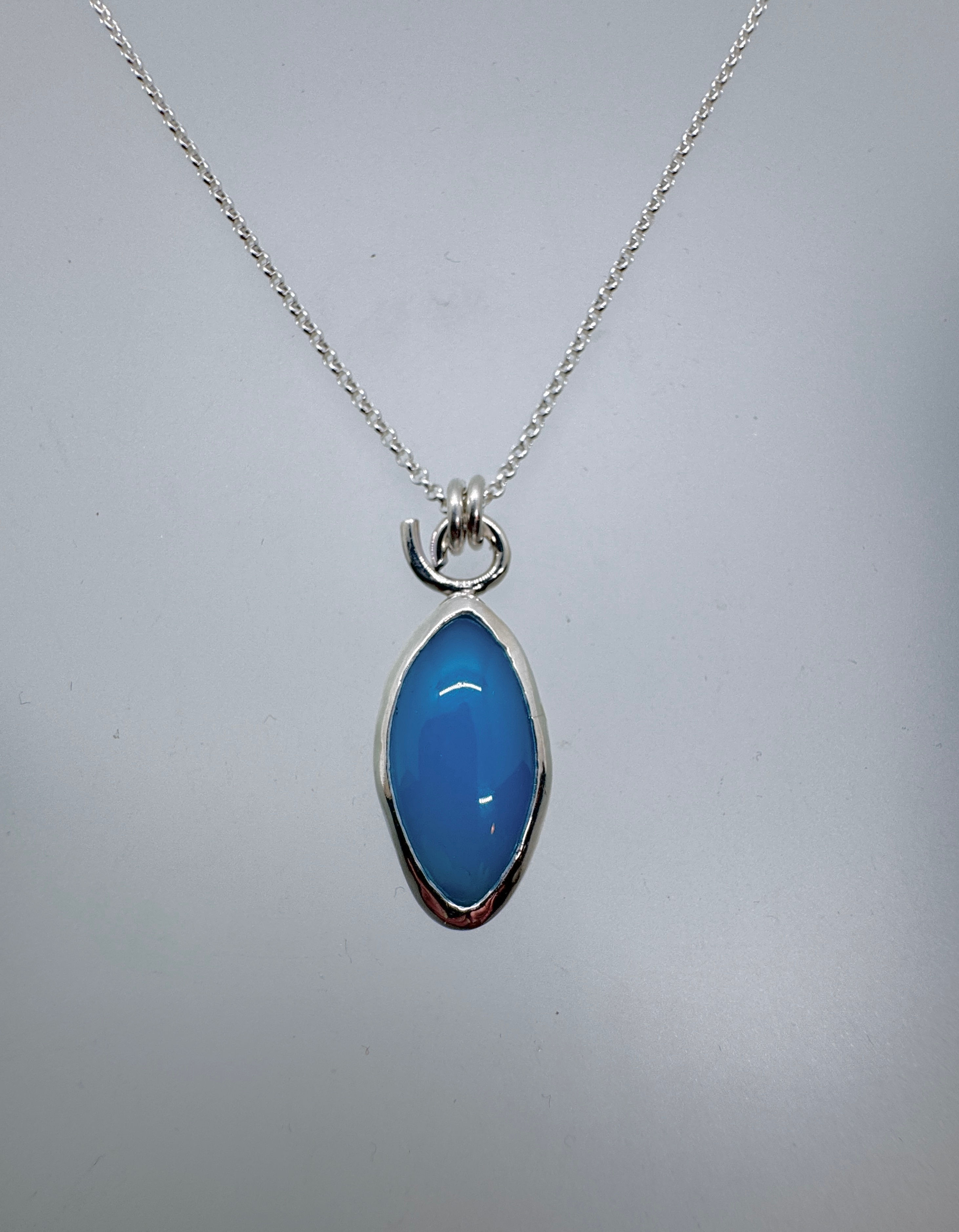 Sterling and Blue Chalcedony Necklace