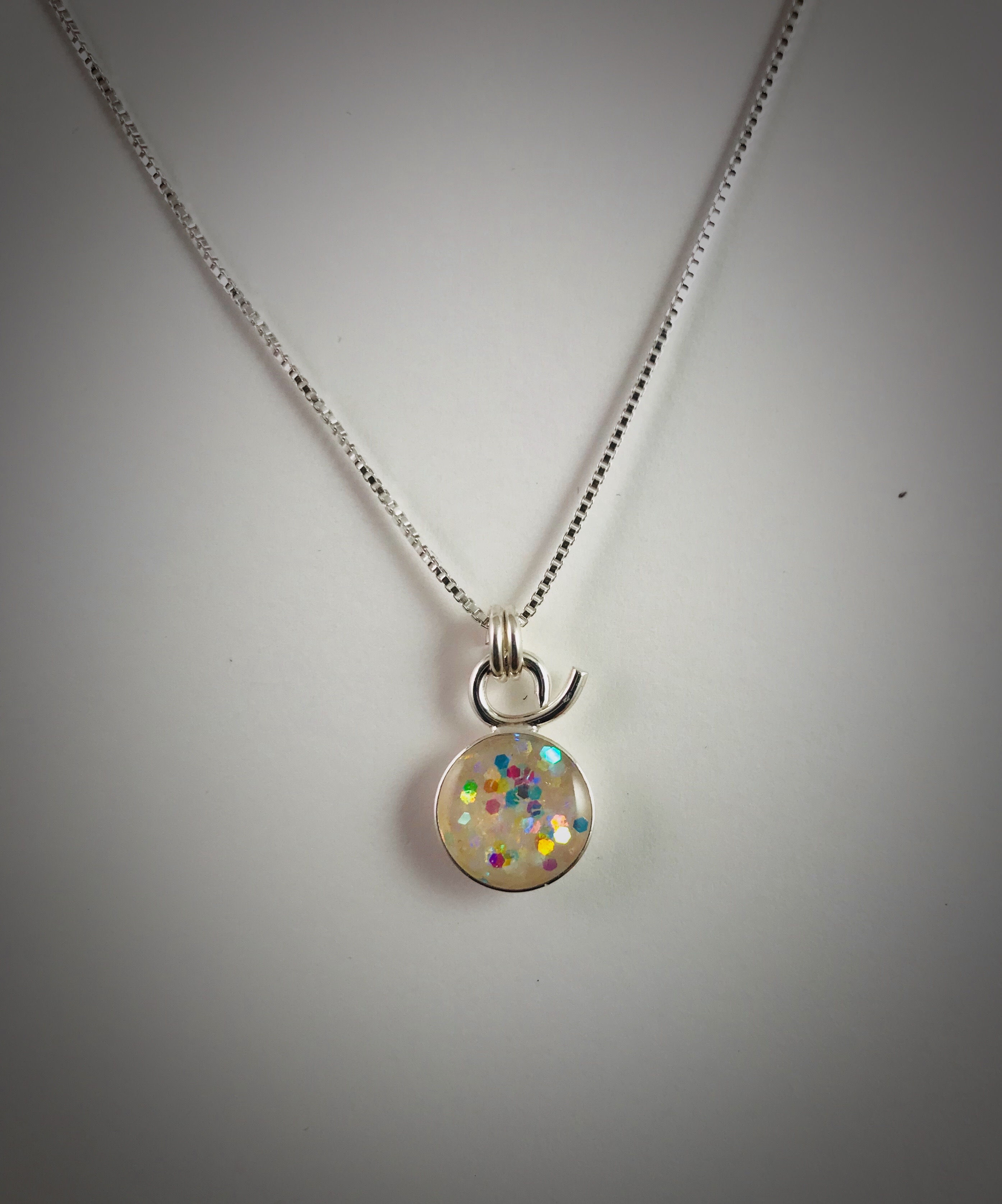 Tiny Sterling White Resin Necklace